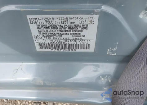 2024 Nissan Sentra Sr Xtronic Cvt z USA, uszkodzony, nr VIN 3N1AB8DV0RY312022